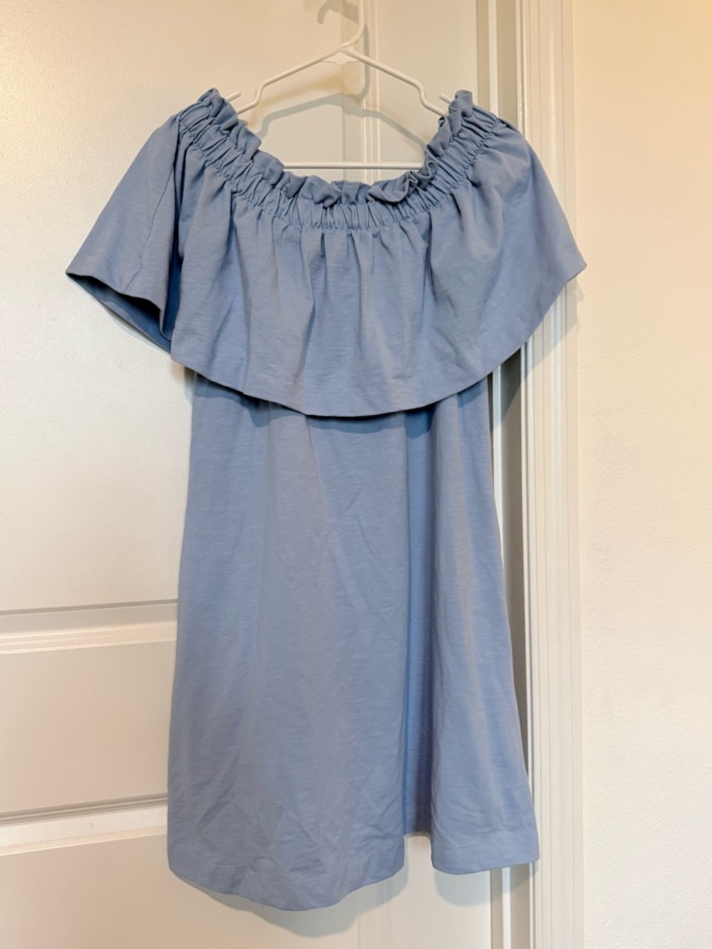 H&M Light Blue Off-Shoulder Ruffle Dress